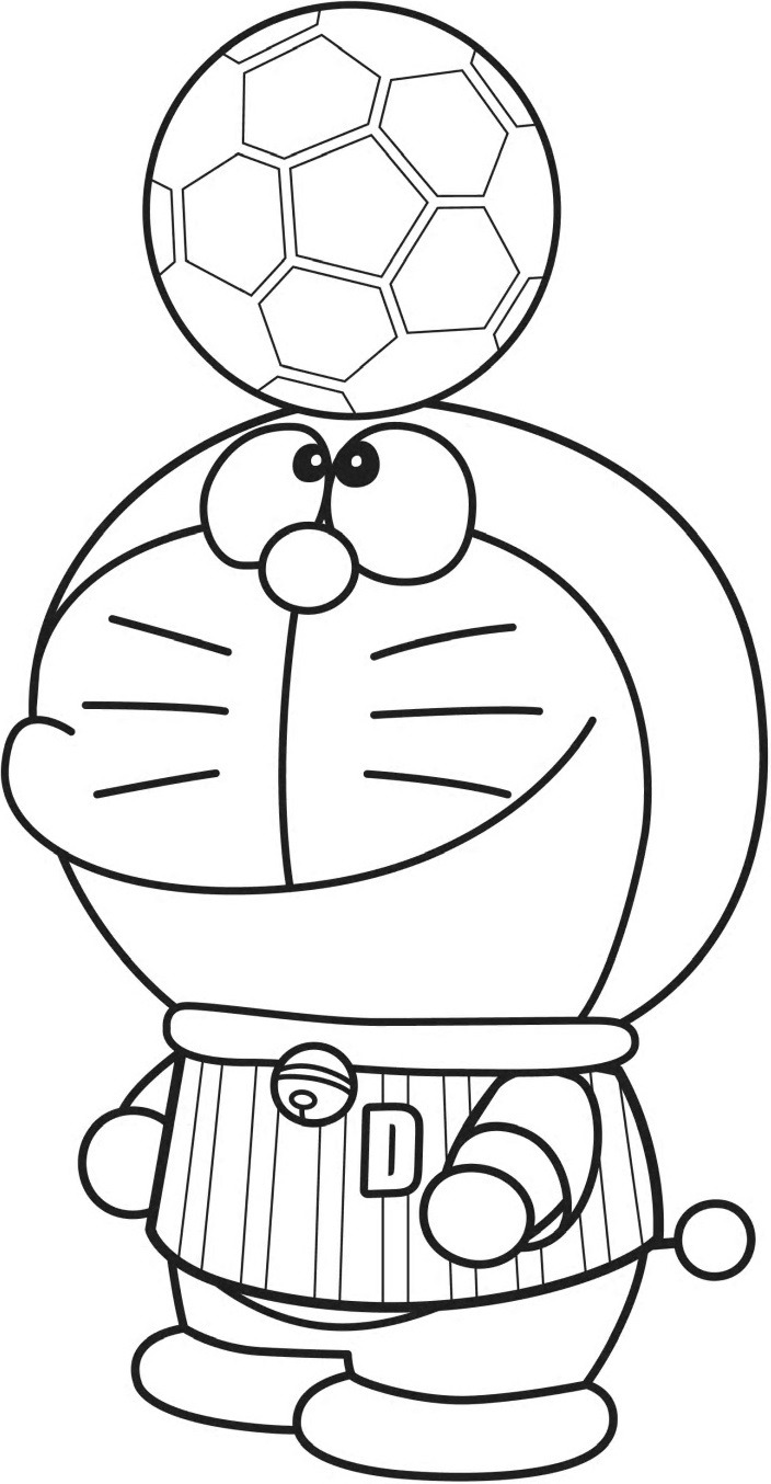 Tô màu doraemon chơi với quả bóng