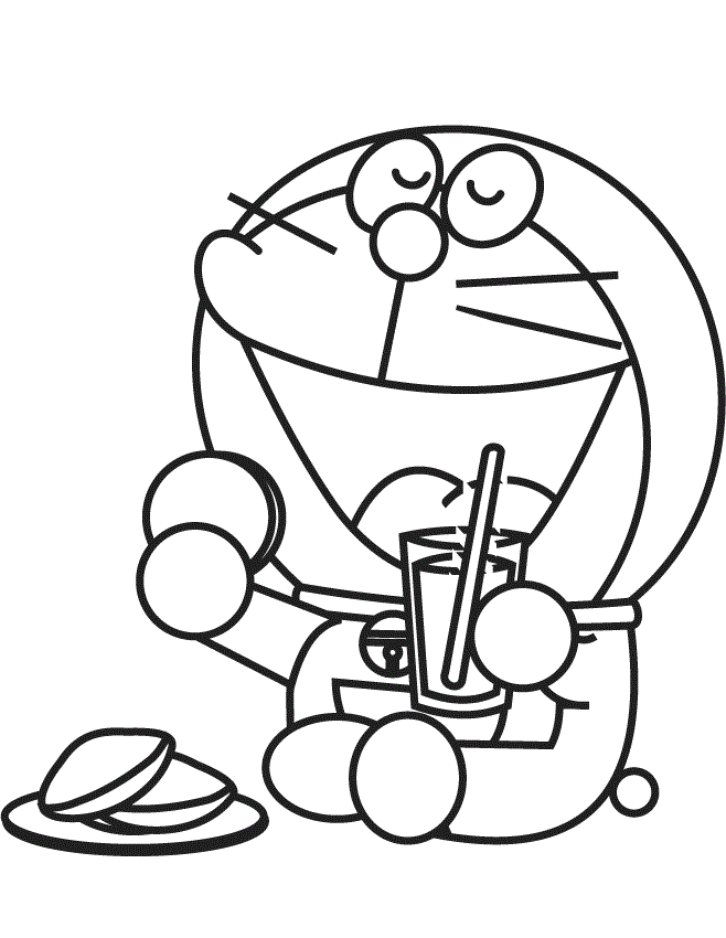Tô màu doraemon đang ăn