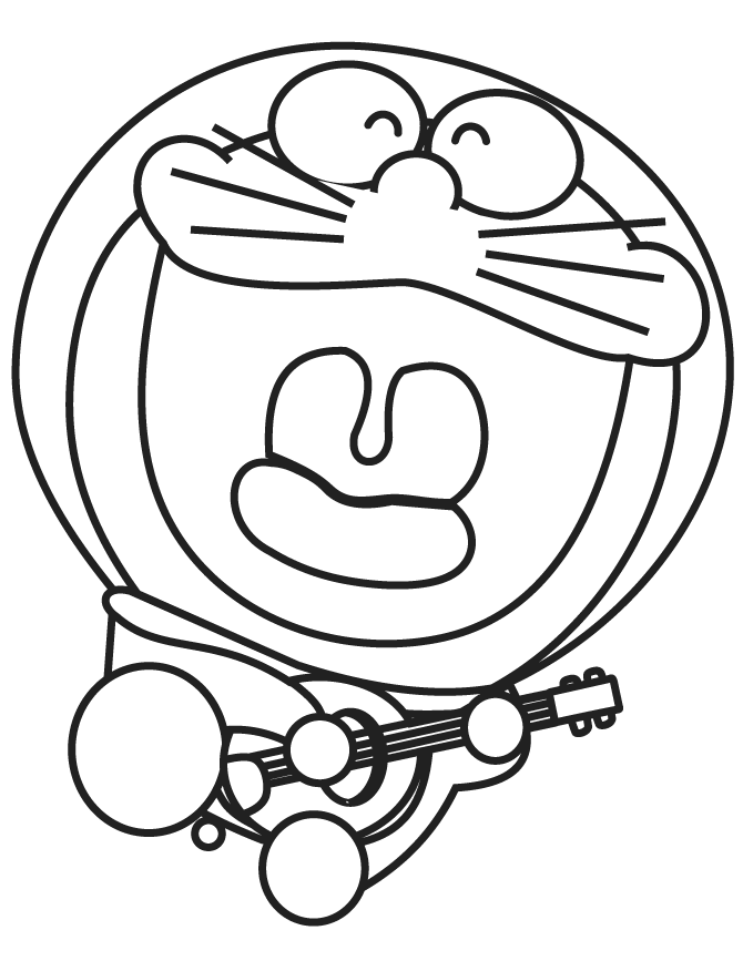 Tô màu doraemon đánh đàn