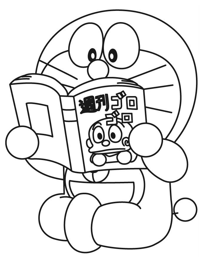 Tô màu doraemon đọc sách
