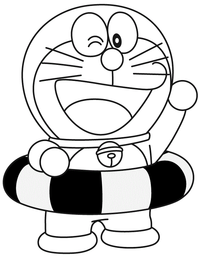 Tô màu doraemon mặc phao tròn