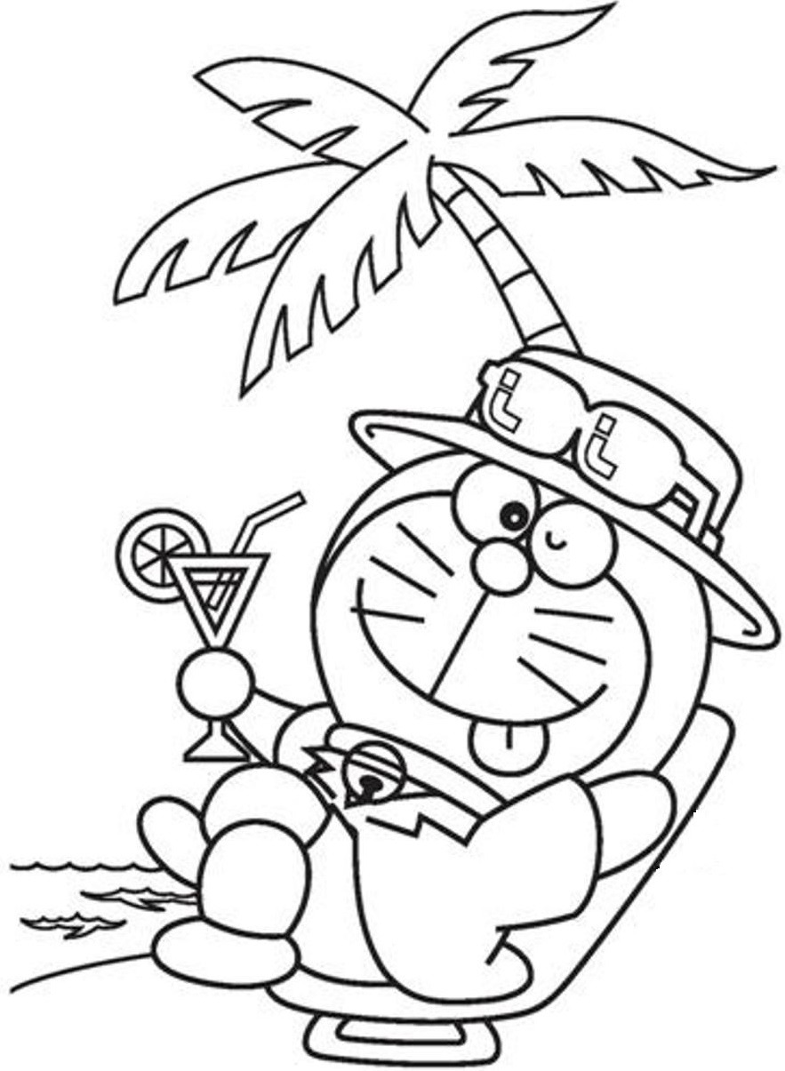 Tô màu doraemon ở bãi biển
