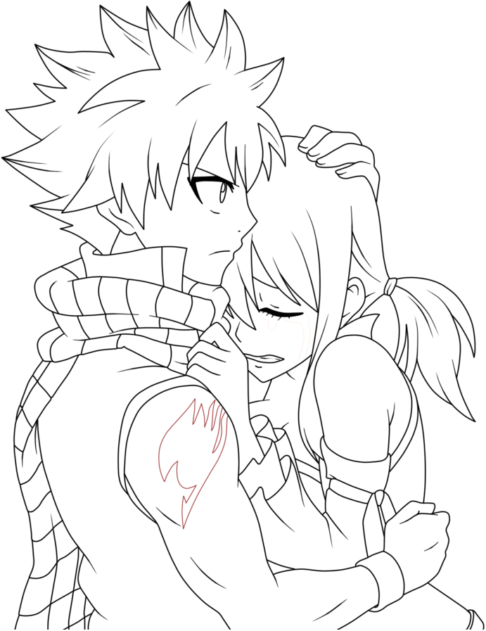 Tô màu natsu ôm lucy