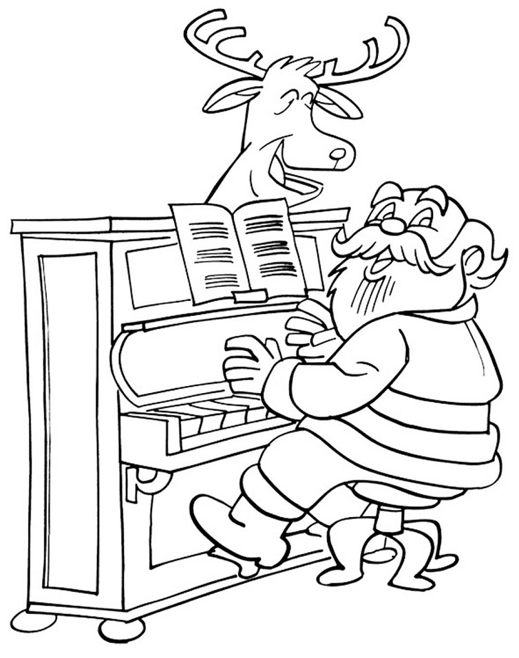 Tô màu ông già noel chơi piano