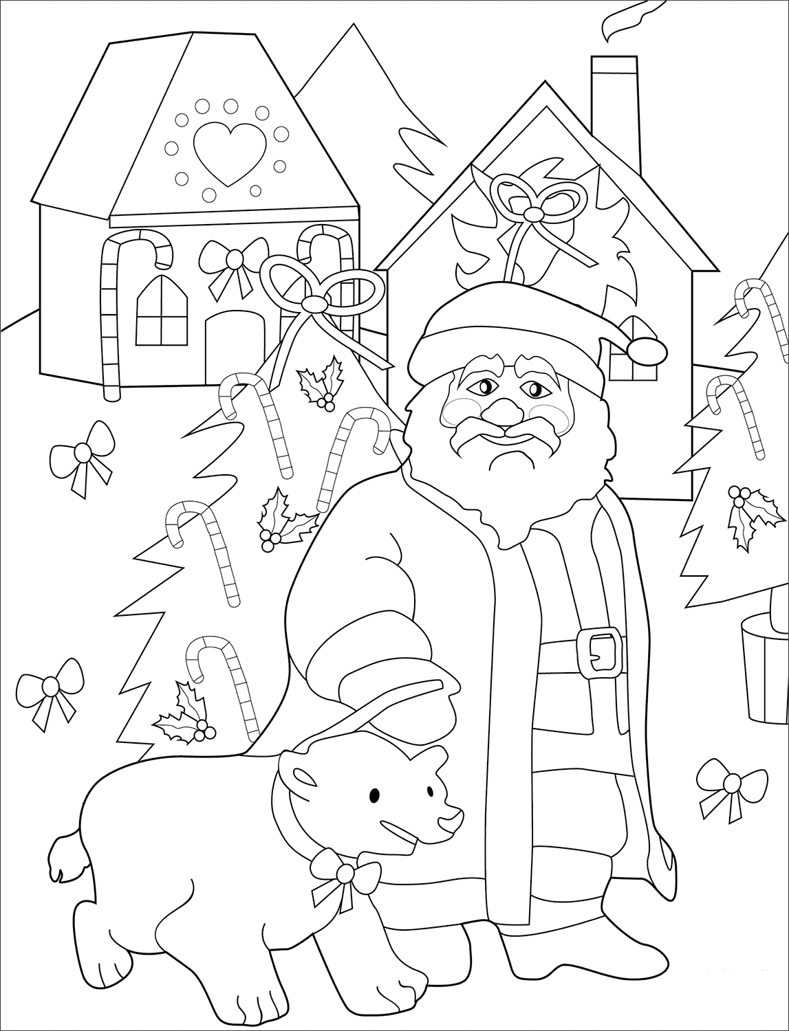 Tô màu ông già noel và chú gấu