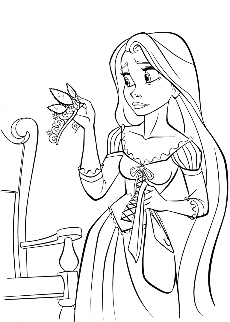 Tô màu rapunzel cầm vương miện