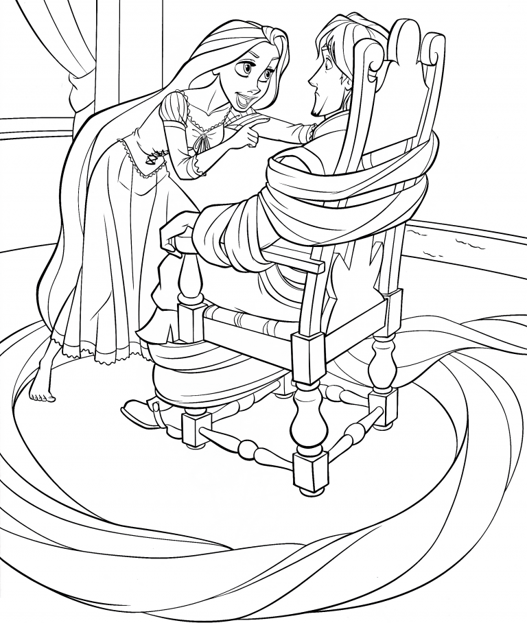 Tô màu rapunzel trói flynn bằng tóc