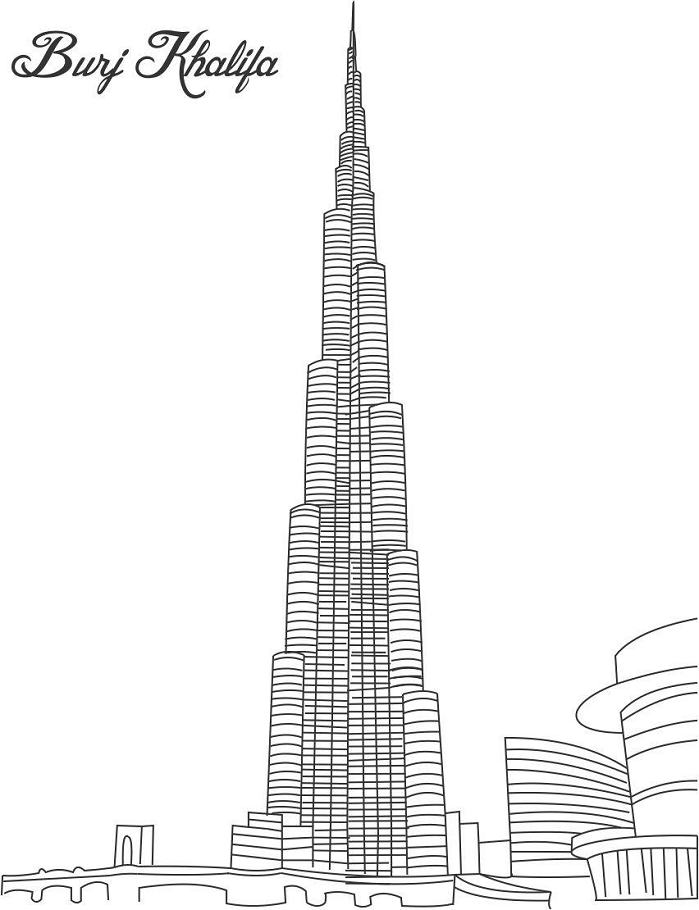 Tô màu tòa tháp burj khalifa