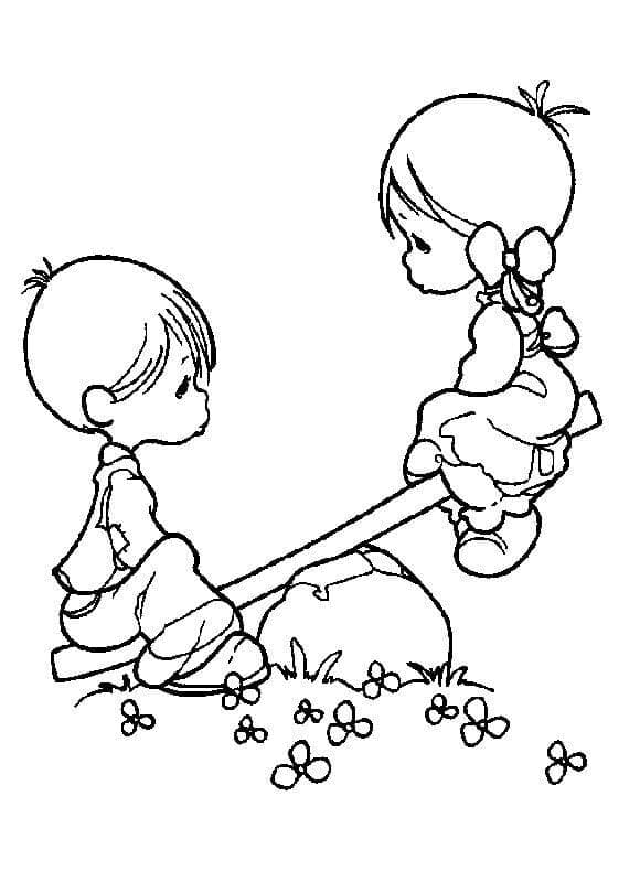 Tô màu Các Bé Chơi Bập Bênh