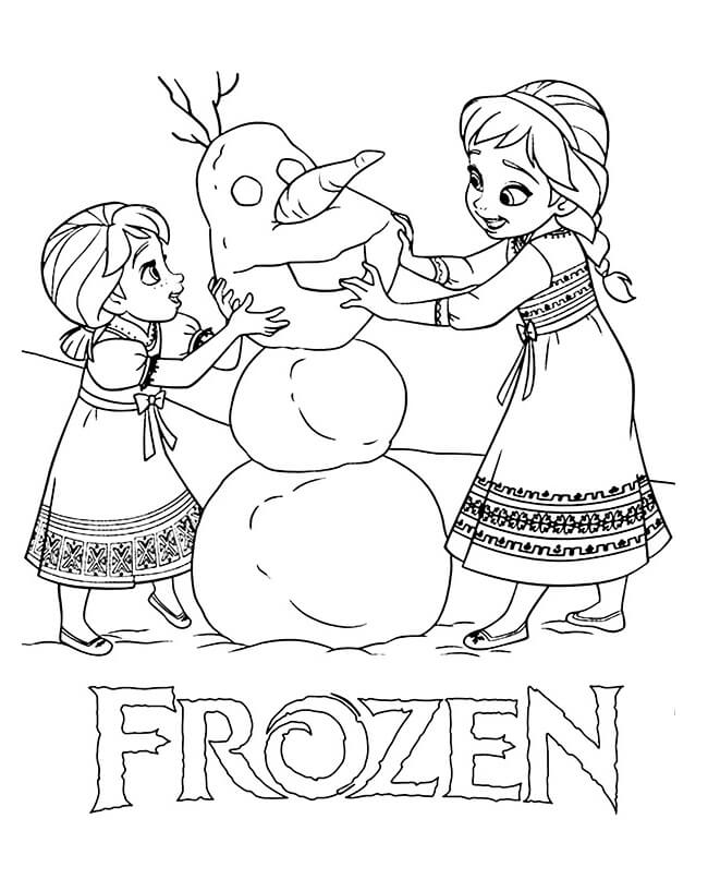 Tô màu Anna và Elsa Nặn Người Tuyết