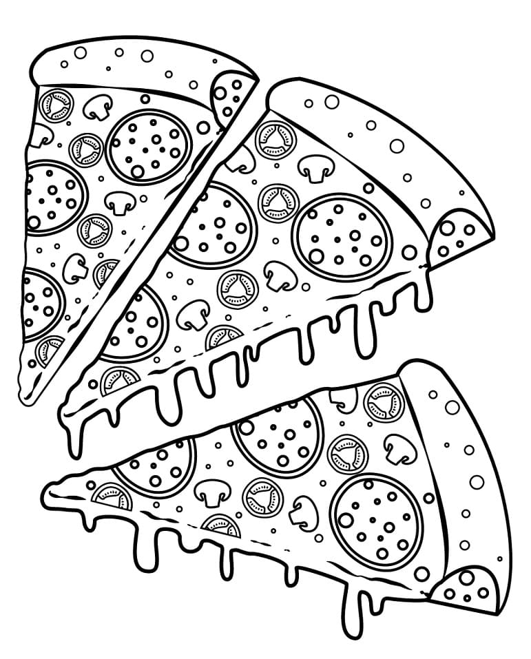 Tô màu Ba Miếng Bánh Pizza