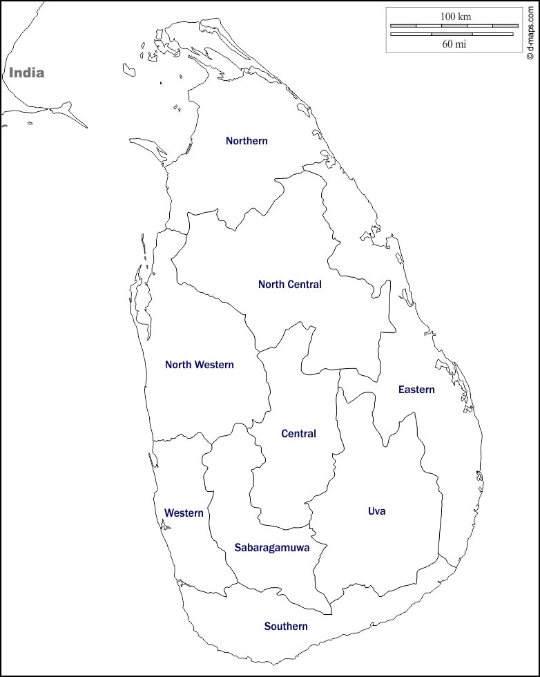 Tô màu Bản Đồ Sri Lanka