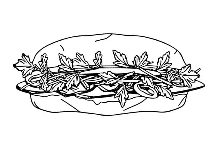 Tô màu Bánh Mì Kẹp Thịt