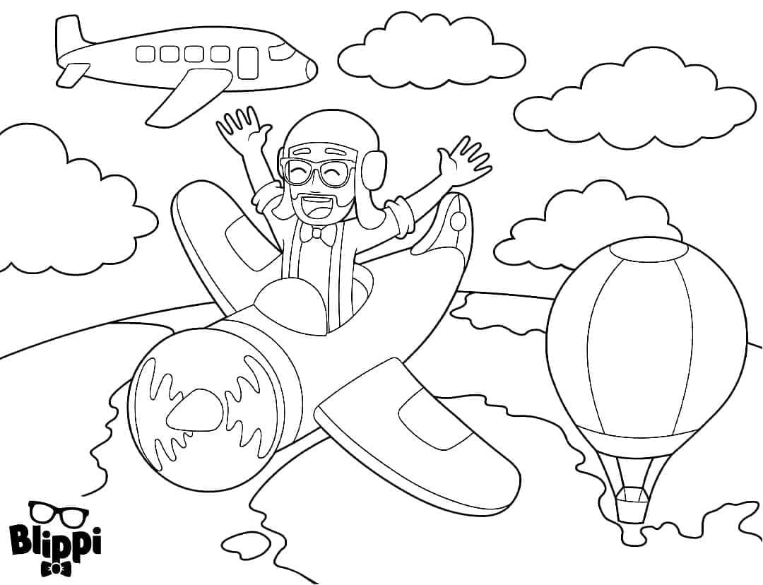 Tô màu Blippi Lái Máy Bay