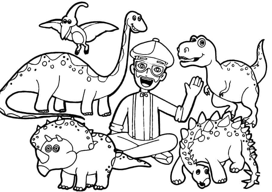 Tô màu Blippi và Khủng Long