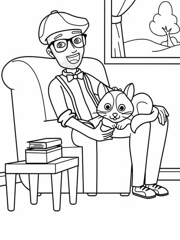 Tô màu Blippi và Mèo Con