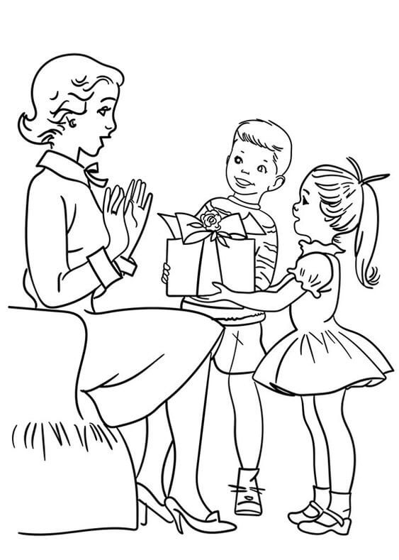 Tô màu Các Con Tặng Mẹ Quà Ngày Phụ Nữ 8-3