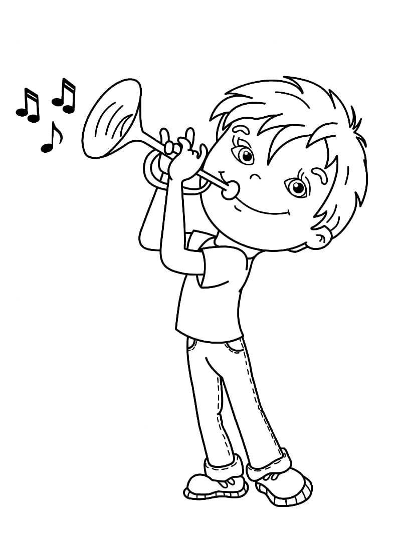 Tô màu Cậu Bé Chơi Kèn Trumpet