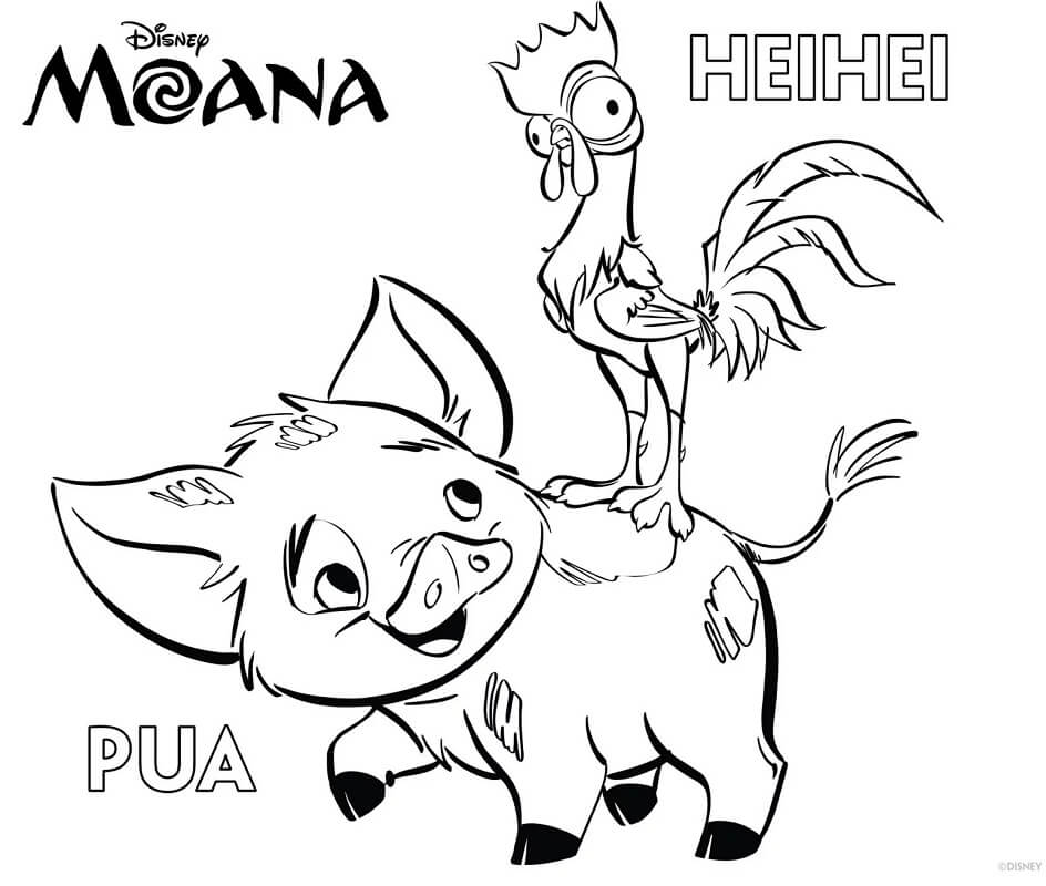 Tô màu Chú Lợn Pua và Gà Trống Hei Hei