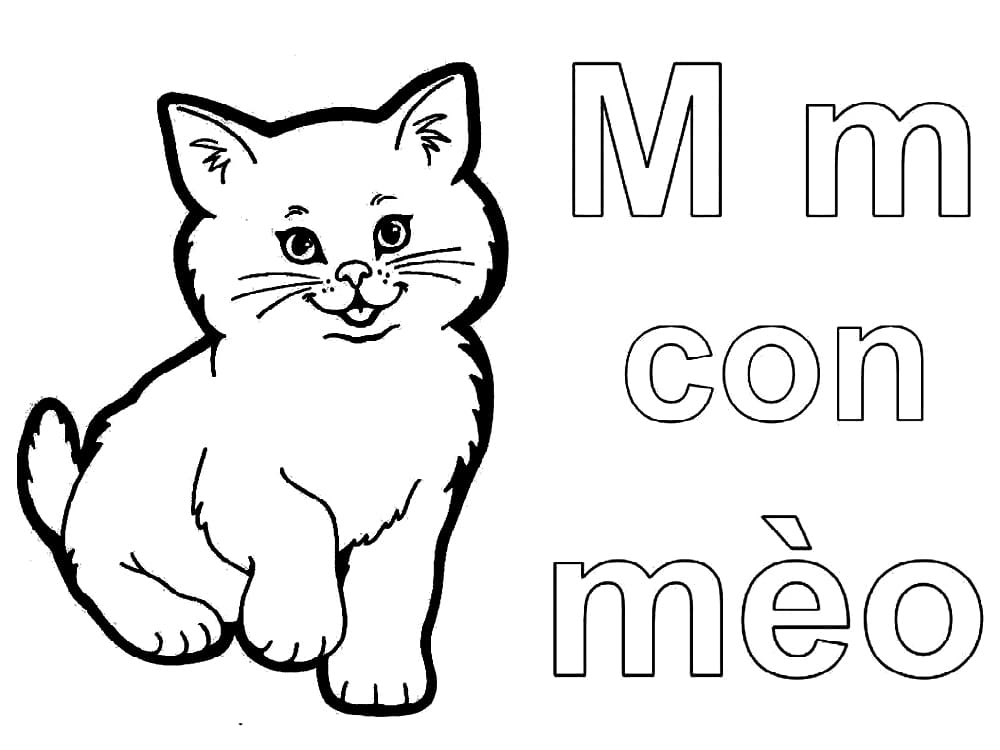 Tô màu Chữ M Con Mèo