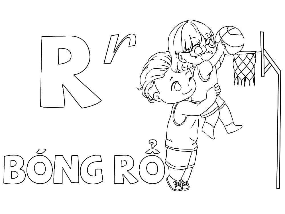 Tô màu Chữ R Bóng Rổ