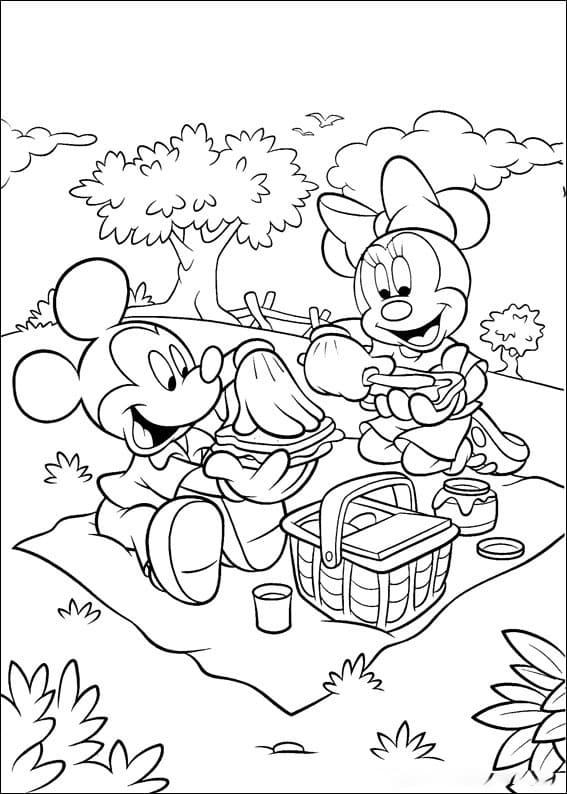 Tô màu Chuộ Mickey Đi Dã Ngoại
