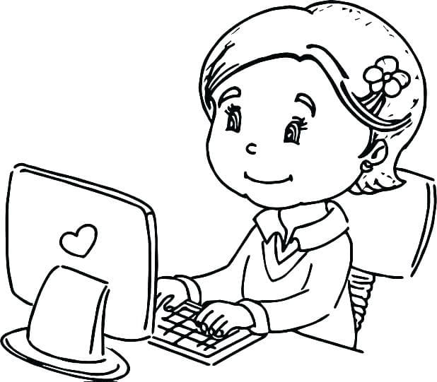 Tô màu có Bé Học Trên Máy Tính