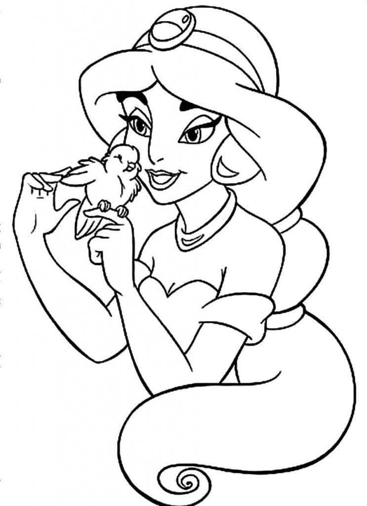 Tô màu Công Chúa Jasmine và Chú Chim