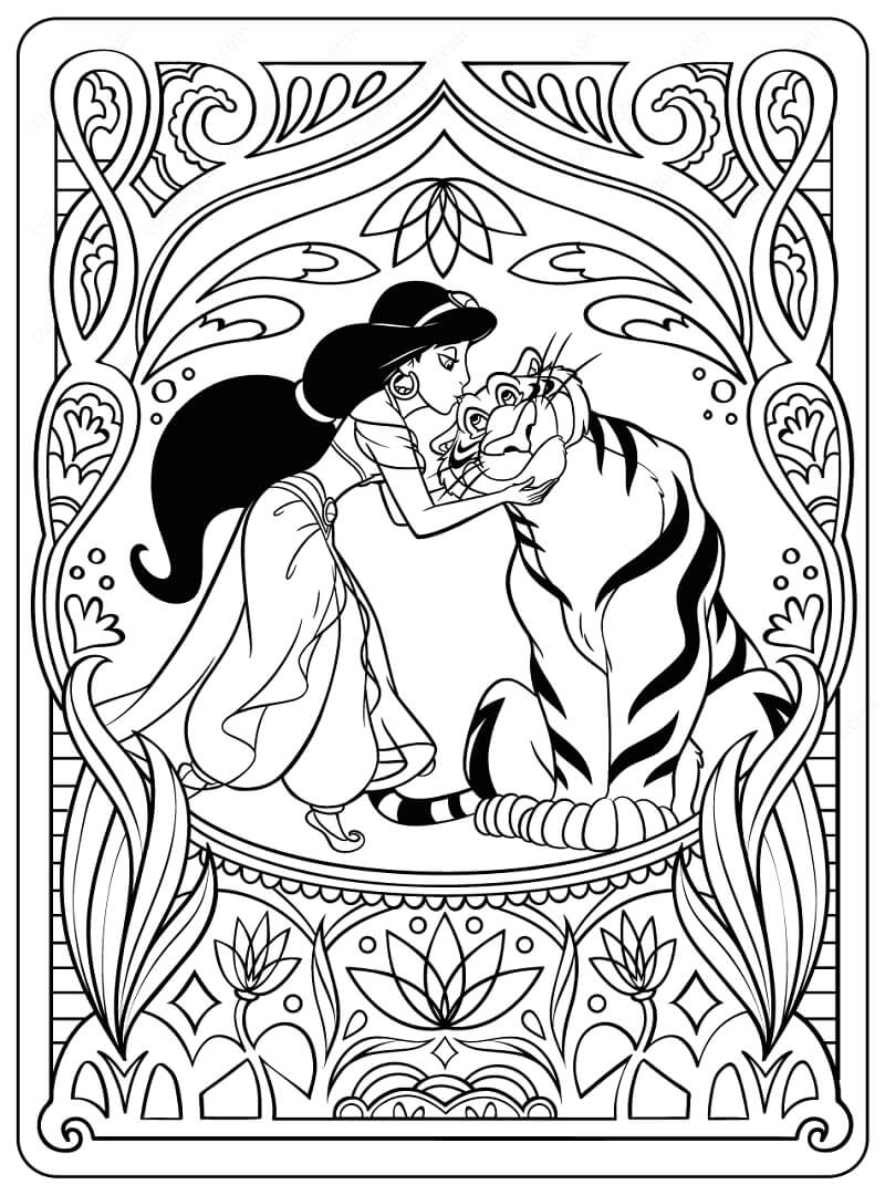 Tô màu Công Chúa Jasmine và Chú Hổ Rajah