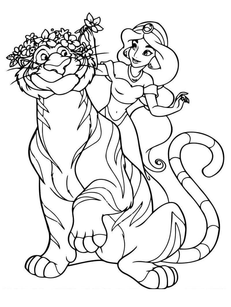 Tô màu Công Chúa Jasmine và Hổ Rajah