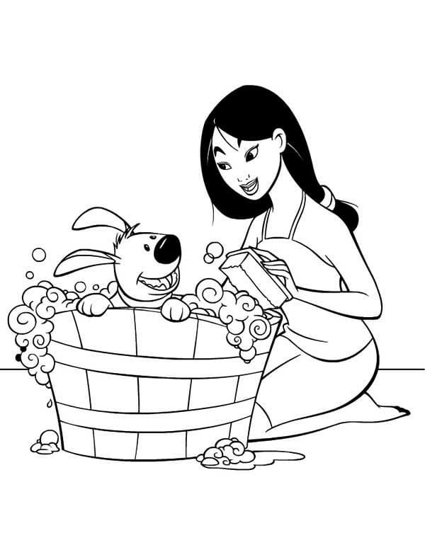 Tô màu Công Chúa Mộc Lan và Chú chó