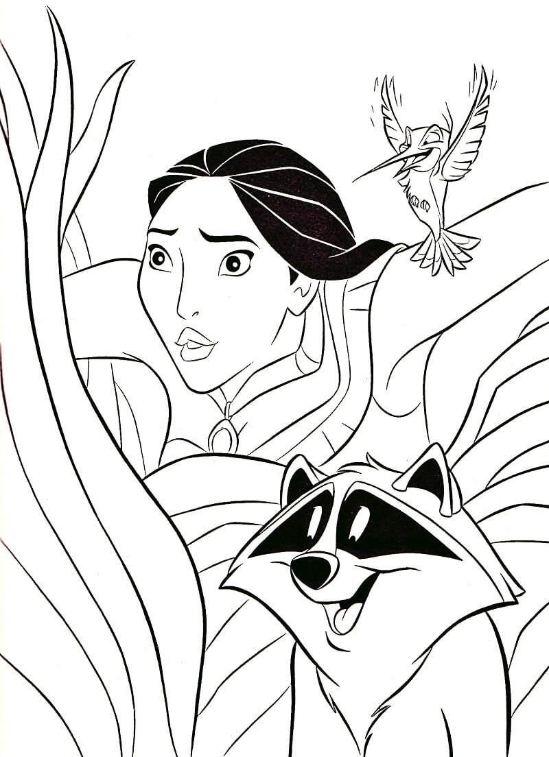 Tô màu Công Chúa Pocahontas Ẩn Nấp