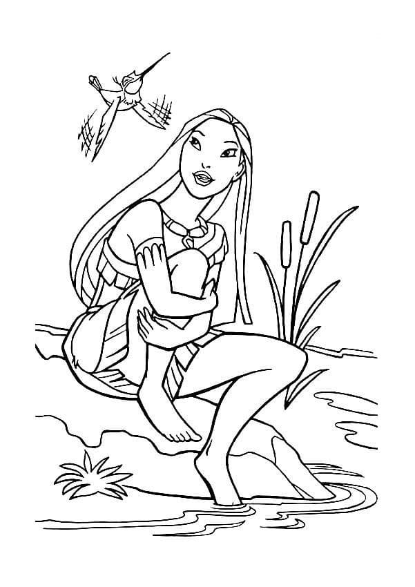 Tô màu Công Chúa Pocahontas Bên Dòng Suối