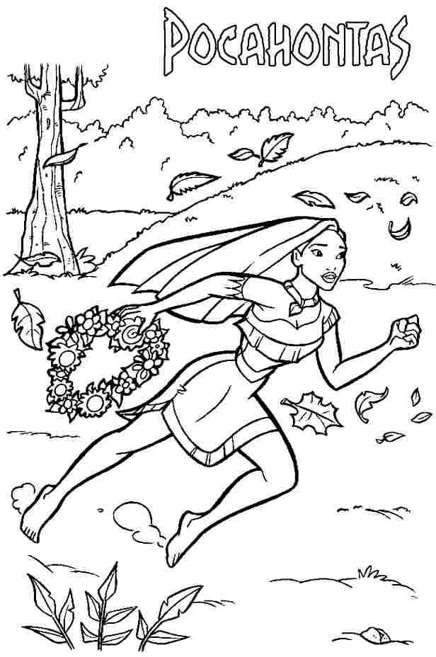 Tô màu Công Chúa Pocahontas Đang Chạy