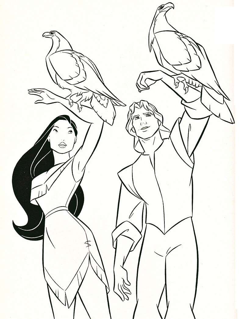 Tô màu Công Chúa Pocahontas và John Smith