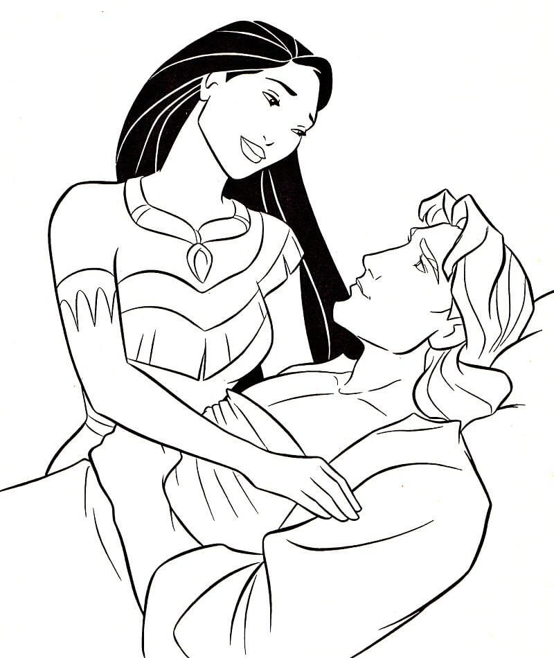 Tô màu Công Chúa Pocahontas và Thuyền Trưởng john