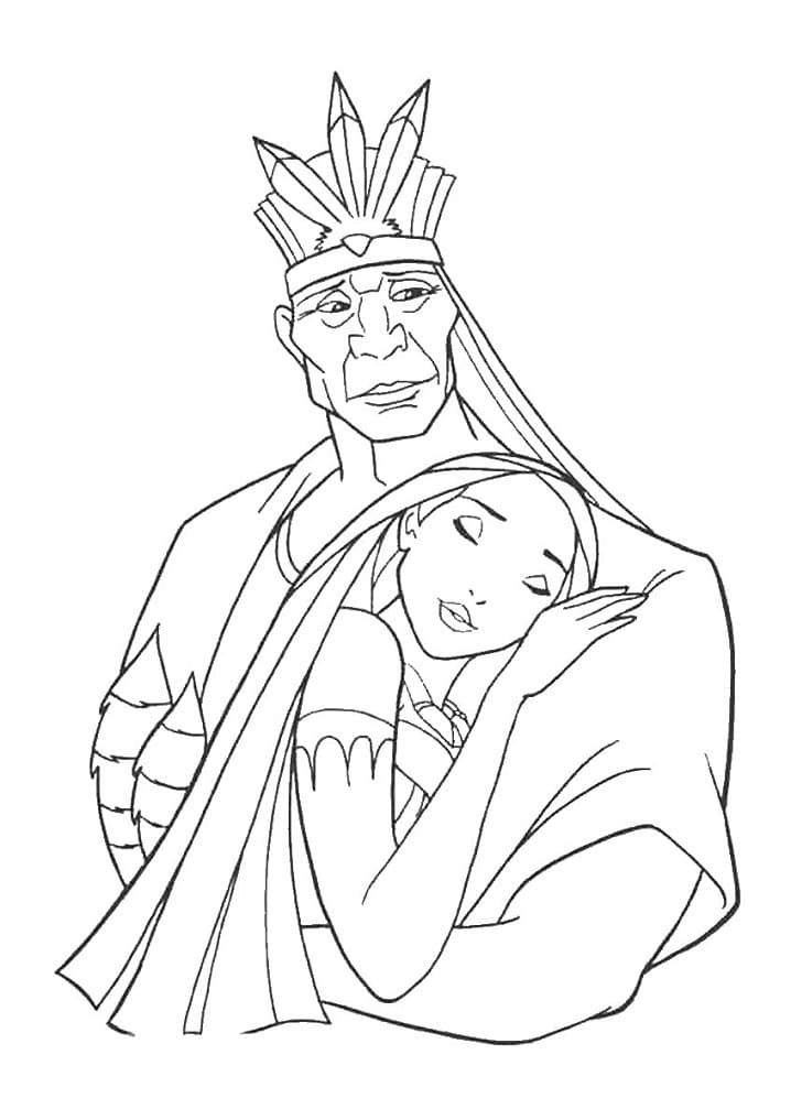 Tô màu Công Chúa Pocahontas và Tù Trưởng