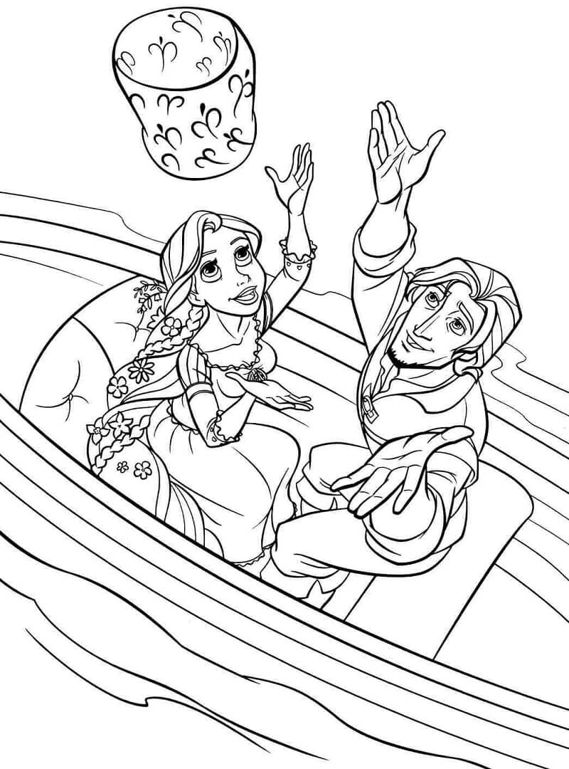 Tô màu Công Chúa Rapunzel Thả Đèn