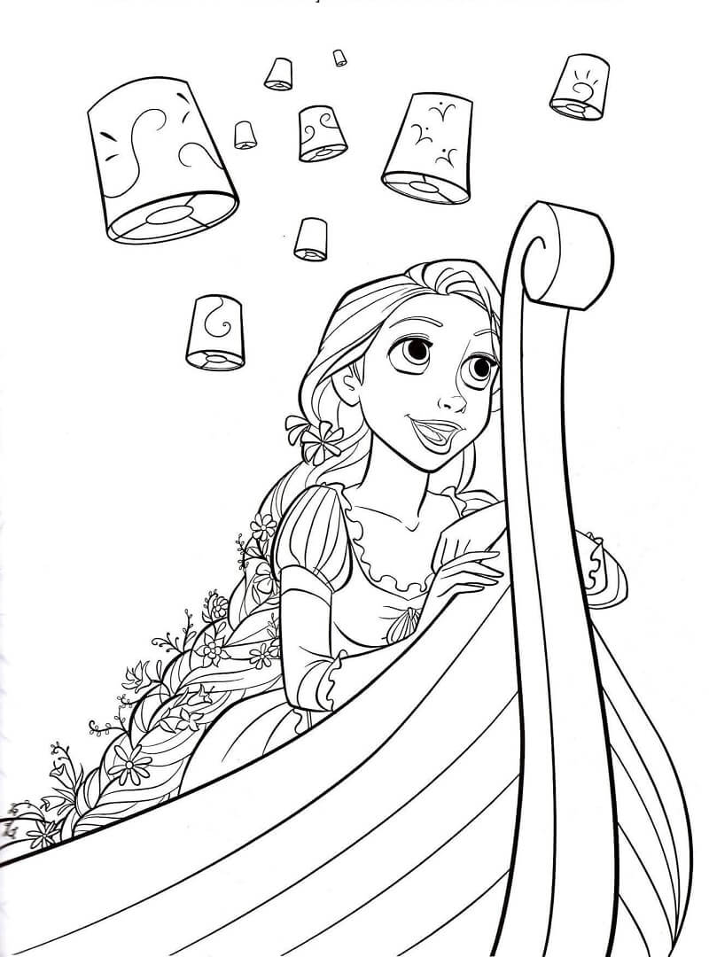 Tô màu Công Chúa Rapunzel Trên Thuyền