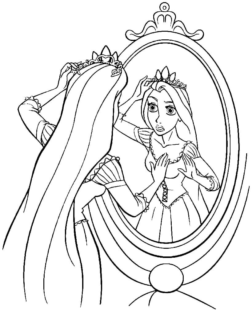 Tô màu Công Chúa Rapunzel Trong Gương