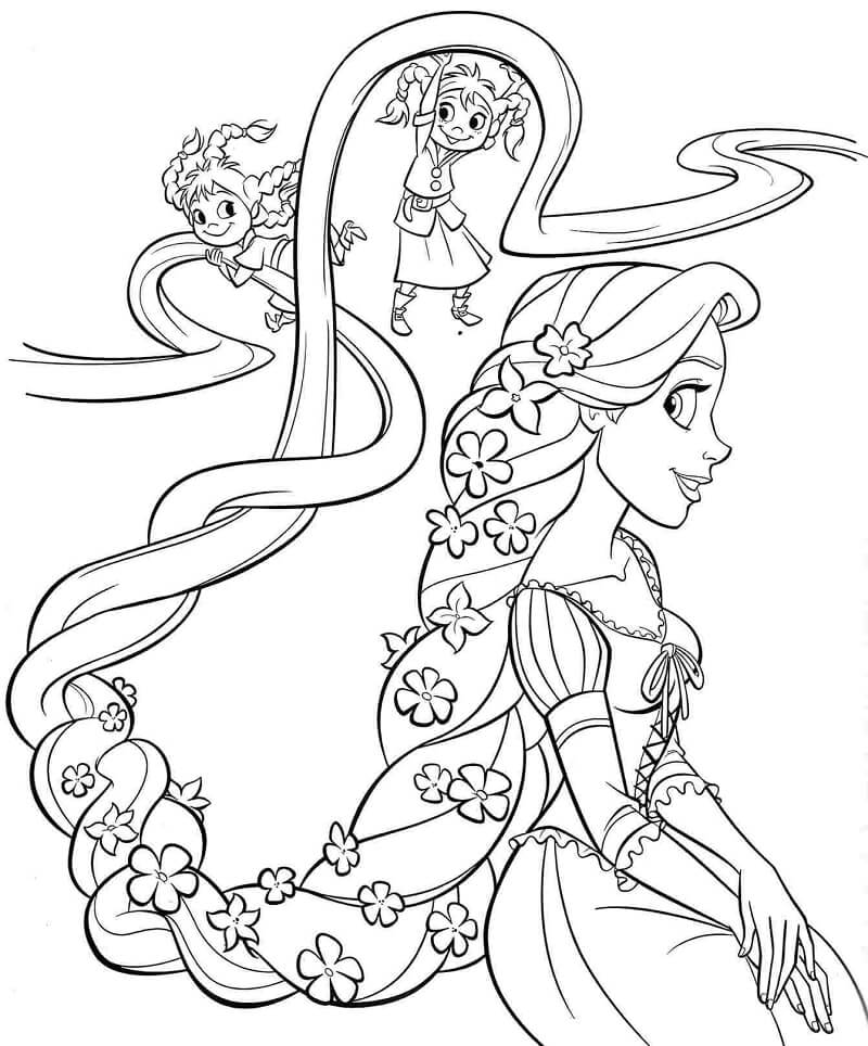 Tô màu Công Chúa Rapunzel và Những Đứa Trẻ