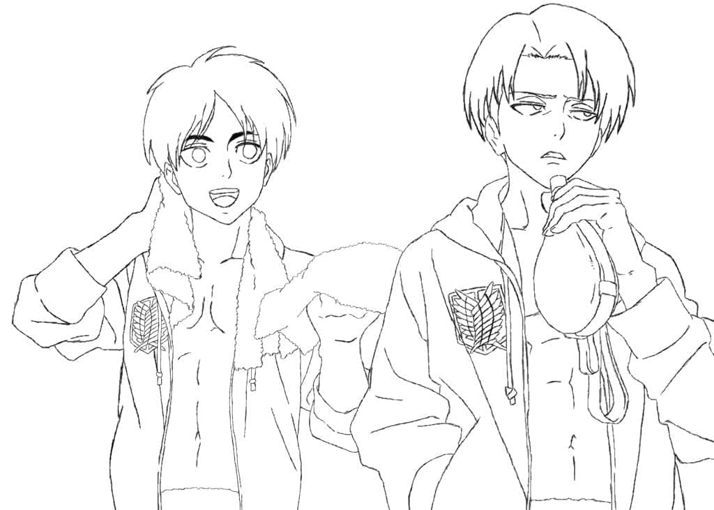 Tô màu Eren và Levi