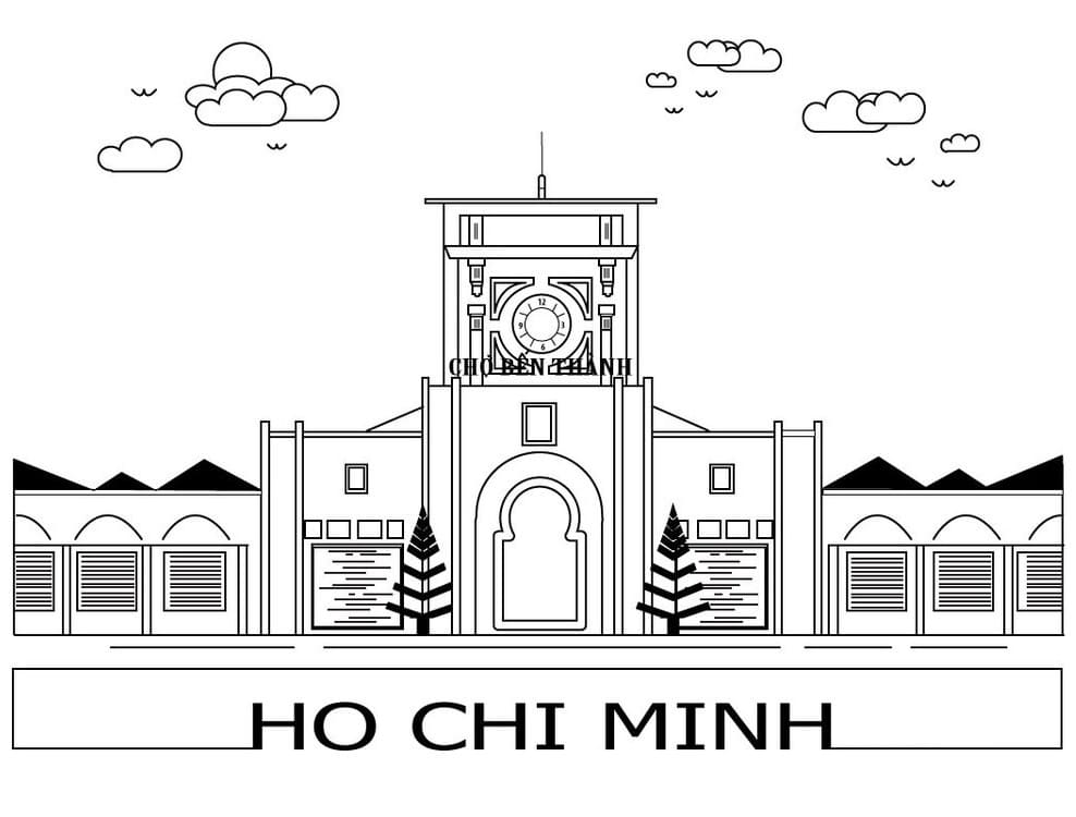 Tô màu Khung Cảnh Chợ Bến Thành