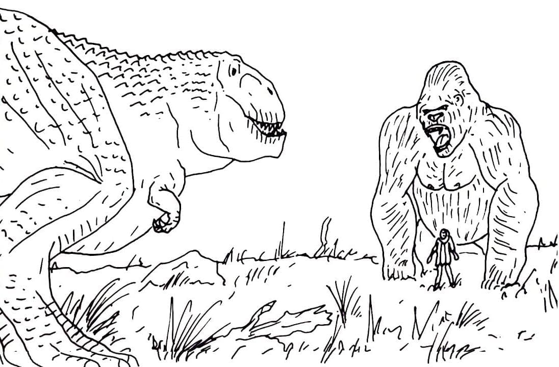 Tô màu King Kong và Khủng Long