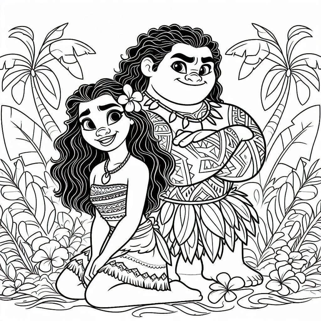 Tô màu Moana Xinh Đẹp Và Maui