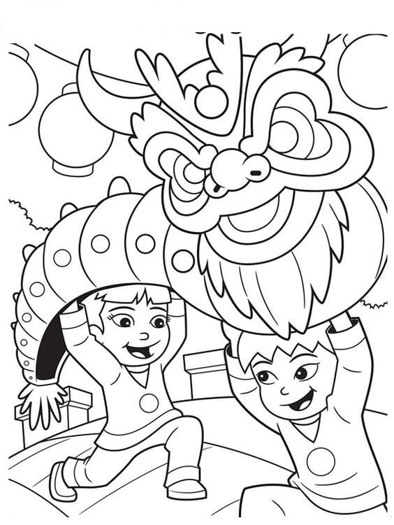 Tô màu Múa Lân Trung Thu