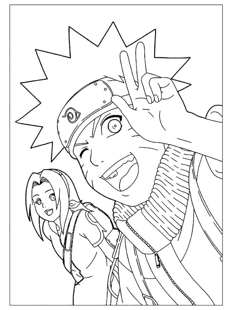 Tô màu Naruto và Sakura