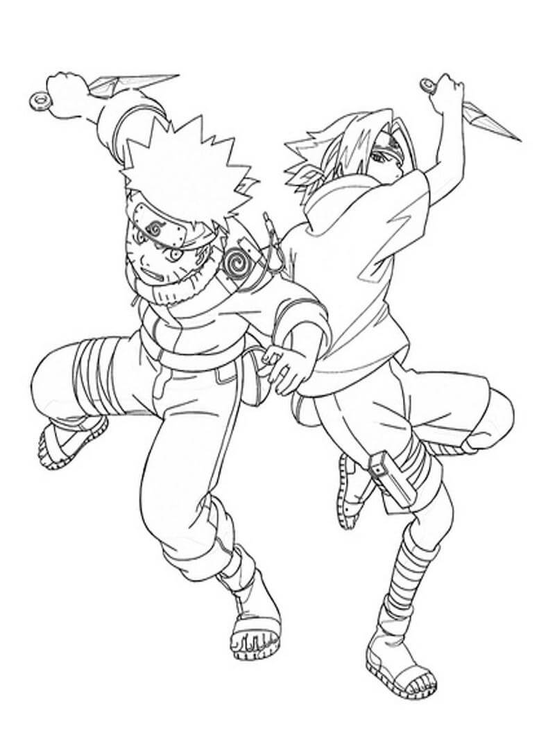 Tô màu Naruto và Sasuke