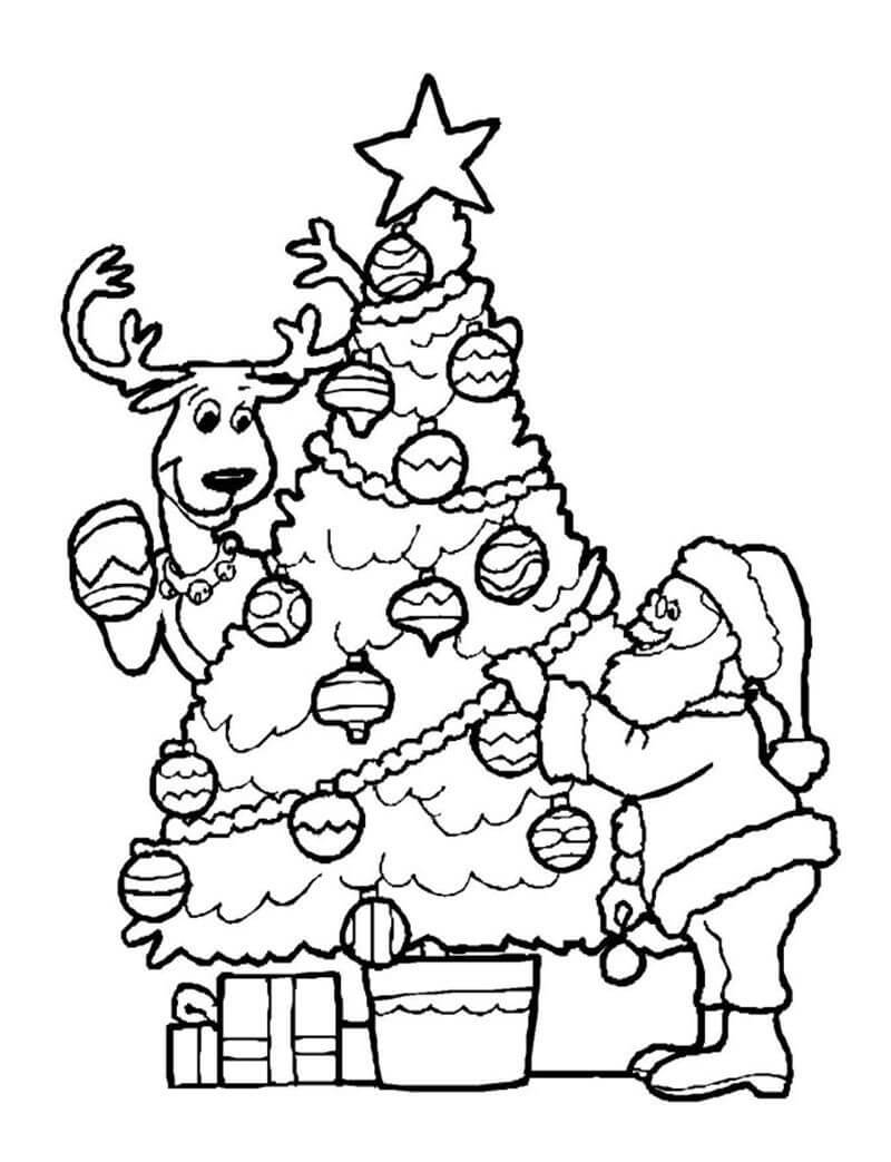 Tô màu Ông Già Noel Trang Trí Cây Thông