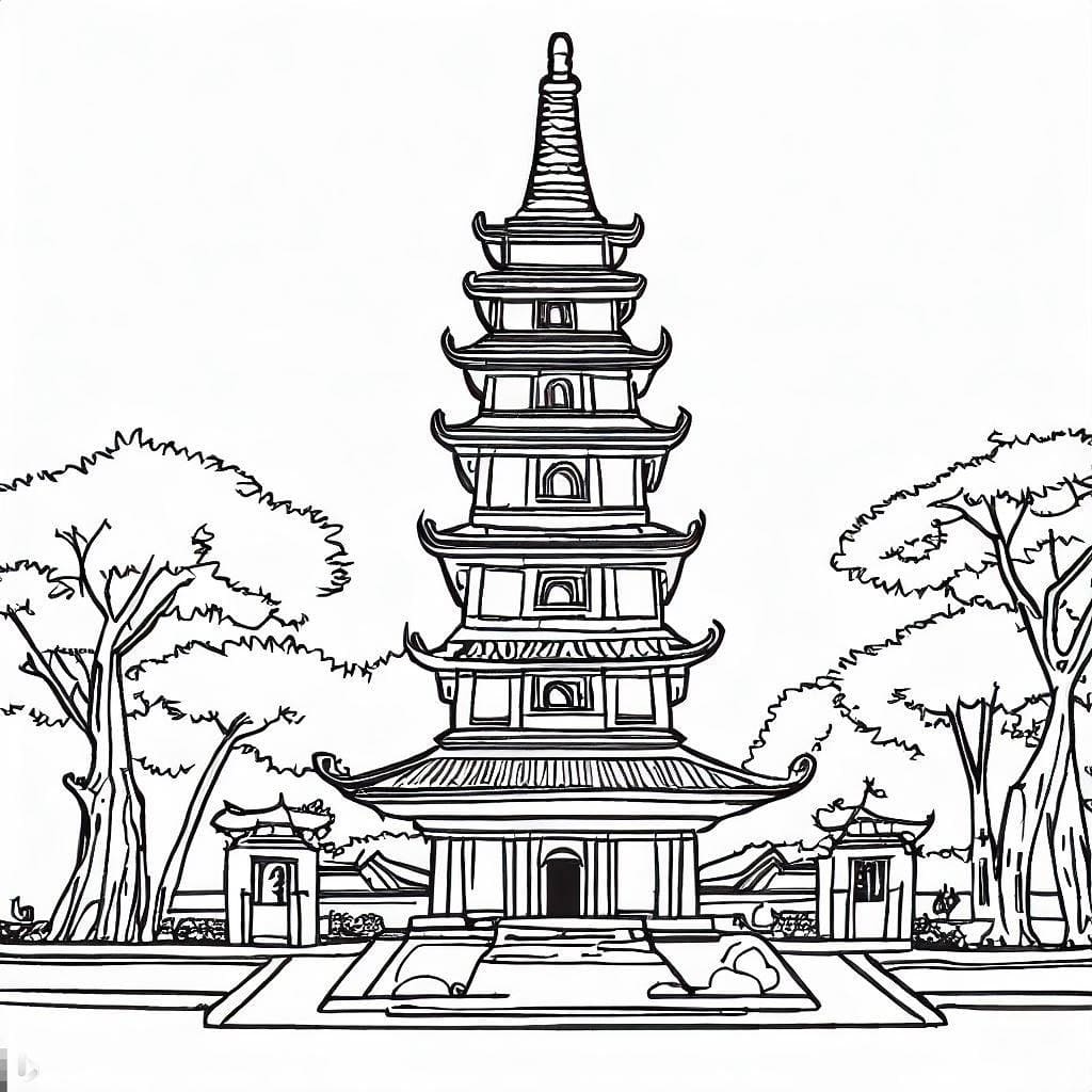 Tô màu Phong Cảnh Chùa Tháp
